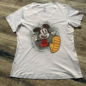 Run Disney Mickey Mouse white workout shirt
